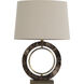 Janelle 26.75 inch Matte Antique Brass and White Linen with Dark Emperora Marble Table Lamp Portable Light