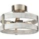 Fort Garry 3 Light Buffed Nickel and Birchwood on Metal Semi-flush Mount Ceiling Light
