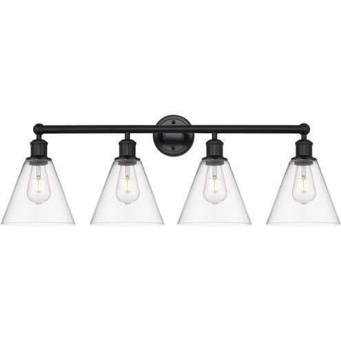 Berkshire 4 Light 35 inch Matte Black Bath Vanity Light Wall Light in Clear