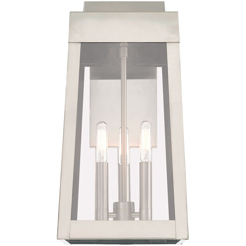 Oslo 3 Light 16 inch Brushed Nickel Outdoor Wall Lantern