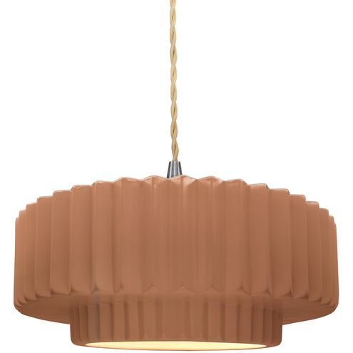 Radiance LED 14.5 inch Adobe and Brushed Nickel Pendant Ceiling Light