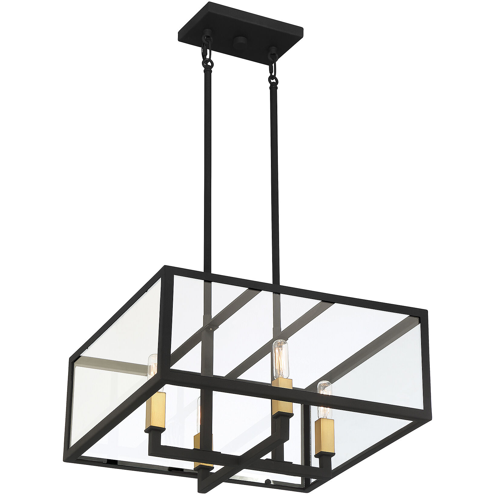 Harris 4 Light 18 inch Textured Black with Warm Brass Pendant Ceiling Light
