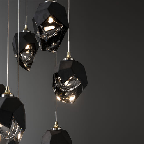 Chrysalis 9 Light 20.5 inch Modern Brass Pendant Ceiling Light in Black Crystal, Small