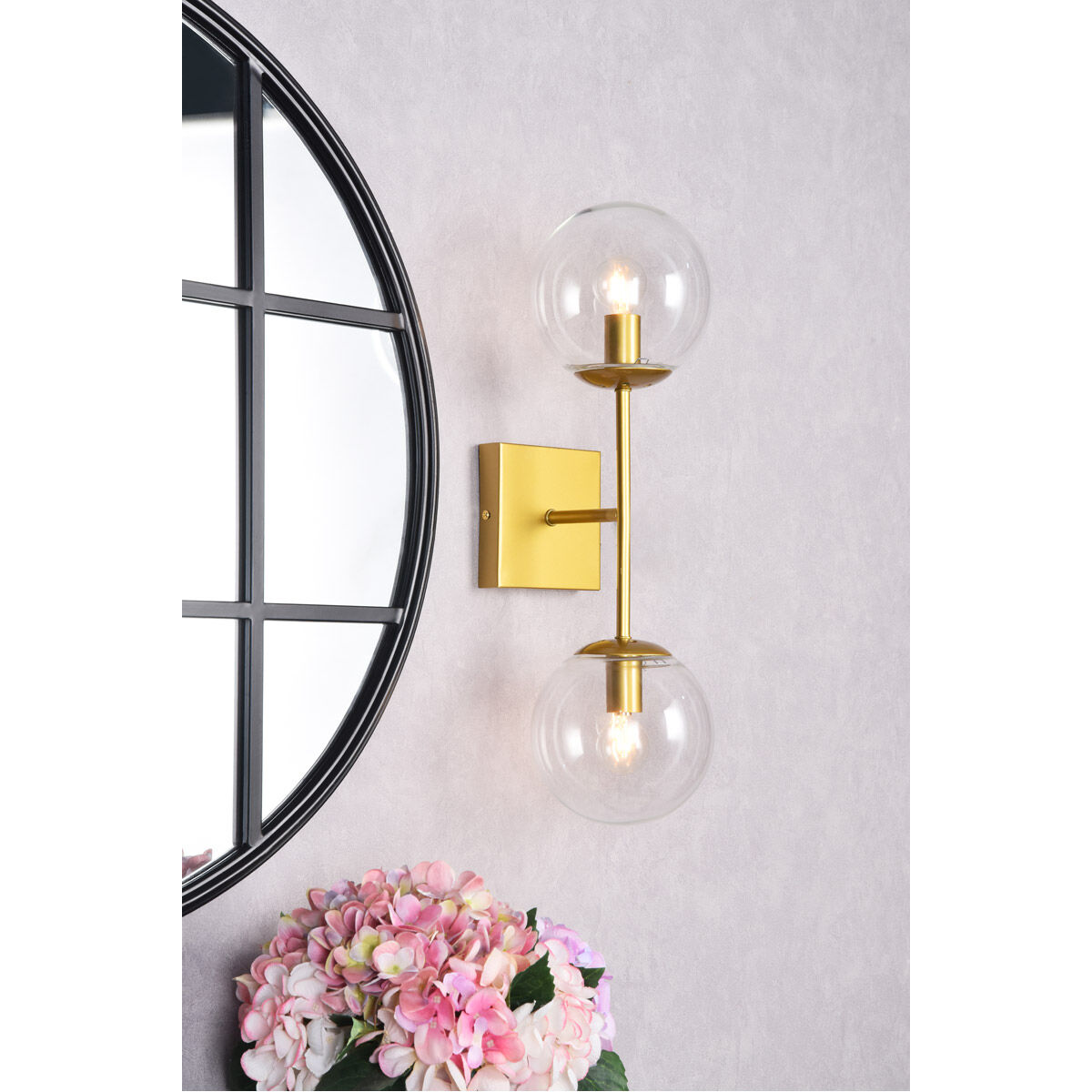 Neri 2 Light 7 inch Brass Bath Sconce Wall Light