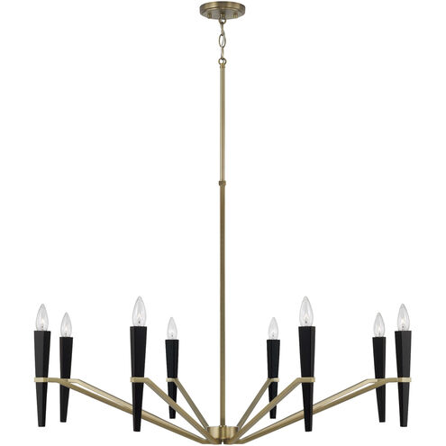 Enzo 8 Light 40 inch Aged Brass and Black Chandelier Ceiling Light
