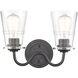 Scarlett 2 Light 14 inch Matte Black Bath Vanity Light Wall Light in Clear Glass