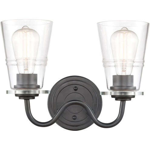 Scarlett LED 14 inch Matte Black Bath Vanity Light Wall Light in Clear Glass