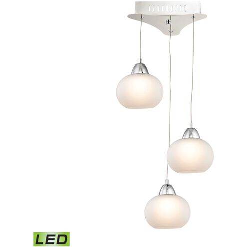 Ciotola 3 Light 10 inch Chrome with White Mini Pendant Ceiling Light in White Opal