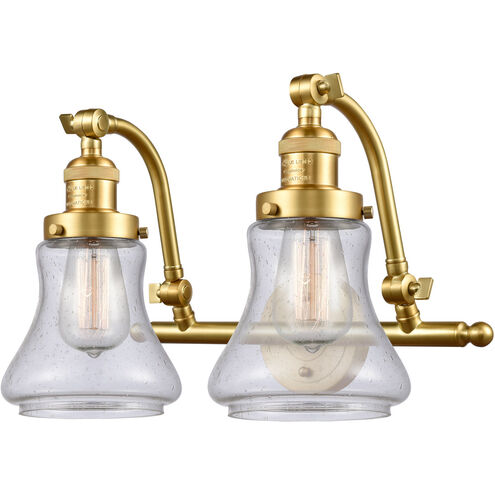 Franklin Restoration Bellmont 2 Light 18 inch Satin Gold Bath Vanity Light Wall Light in Seedy Glass, Franklin Restoration