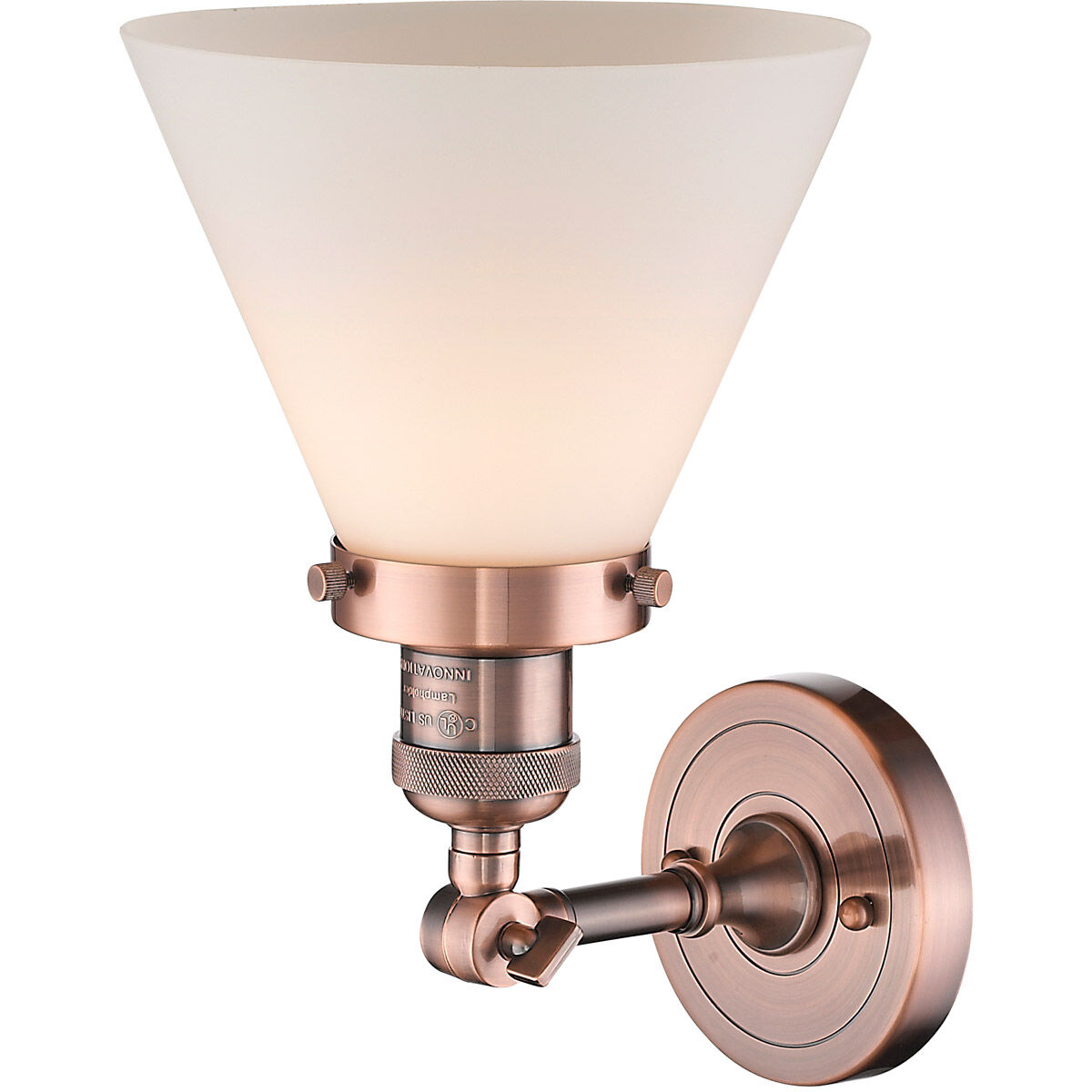 Franklin Restoration Large Cone 1 Light 8 inch Antique Copper Semi-Flush Mount Ceiling Light in Matte White Glass, Franklin Restoration