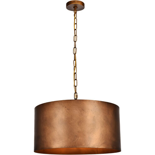 Miro 3 Light 20 inch Manual Brass Pendant Ceiling Light