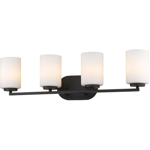Manhattan 4 Light 28 inch Matte Black Bath Vanity Wall Light