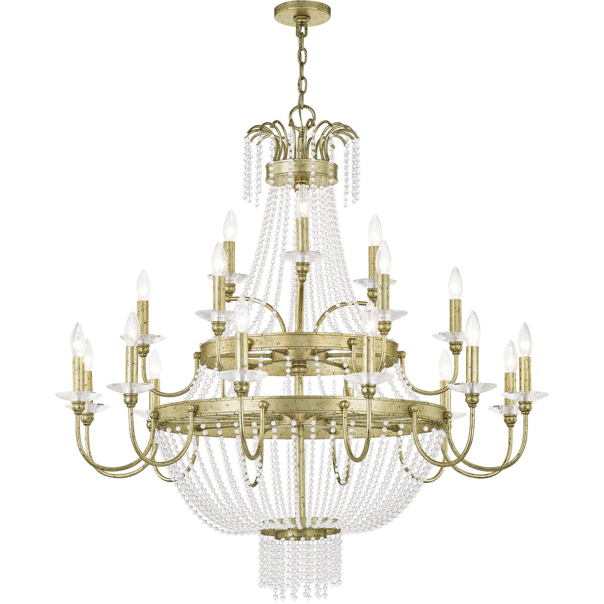 Valentina 21 Light 42 inch Hand Applied Winter Gold Foyer Chandelier Ceiling Light