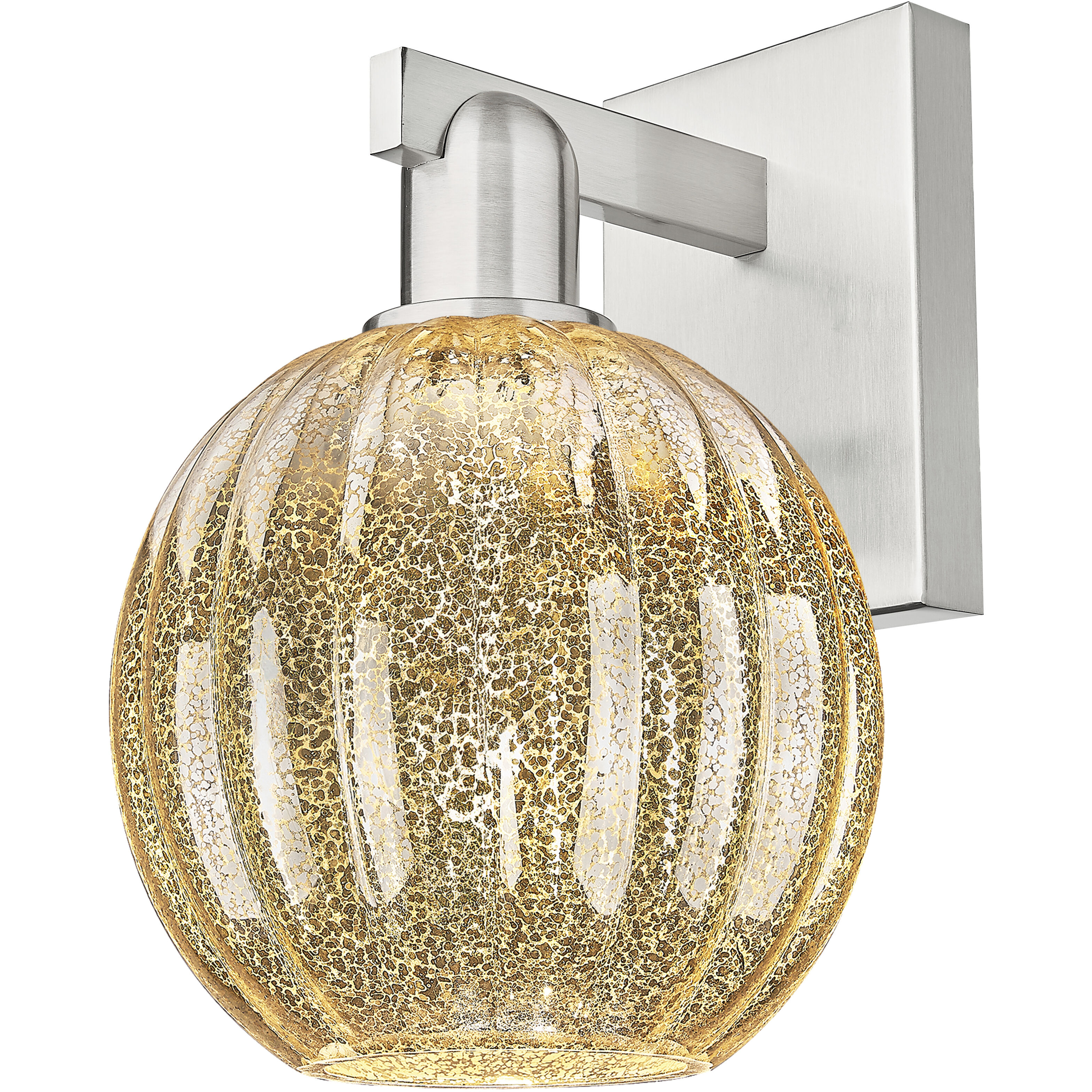 Preston Sconce Wall Light in Brushed Satin Nickel, Mercury Glass