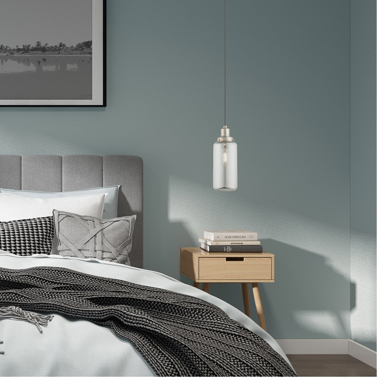 Art Glass 1 Light 5 inch Brushed Nickel Mini Pendant Ceiling Light