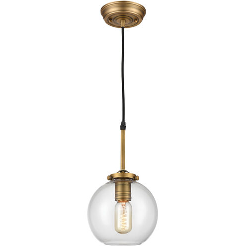 Engle 1 Light 7 inch Clear with Aged Brass Mini Pendant Ceiling Light