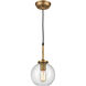 Engle 1 Light 7 inch Aged Brass Mini Pendant Ceiling Light, H-Bar
