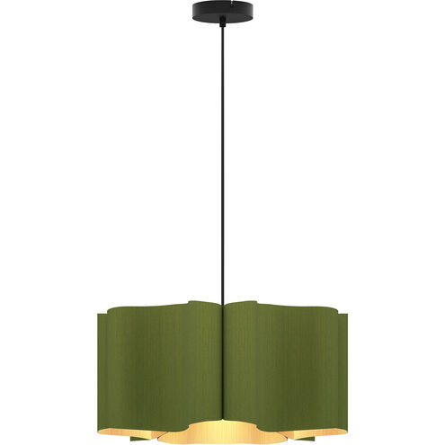 Paulina 1 Light 19.8 inch Black Pendant Ceiling Light in Green/Ash, 20 in, WEP Collection