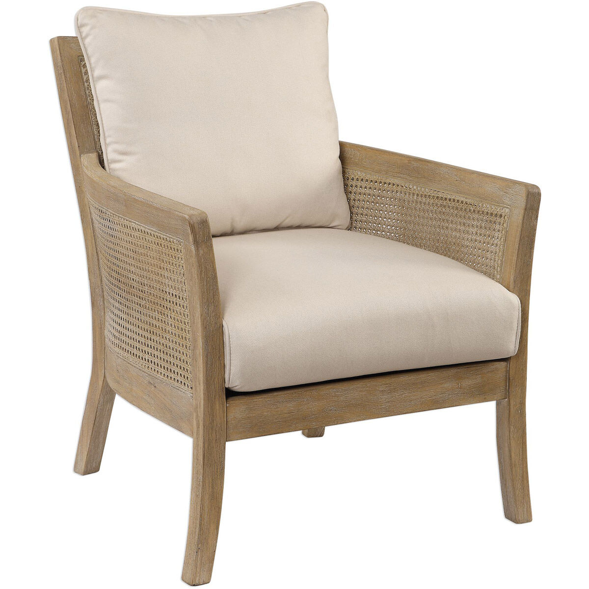 Encore Bleached Hardwood and Off-White Armchair
