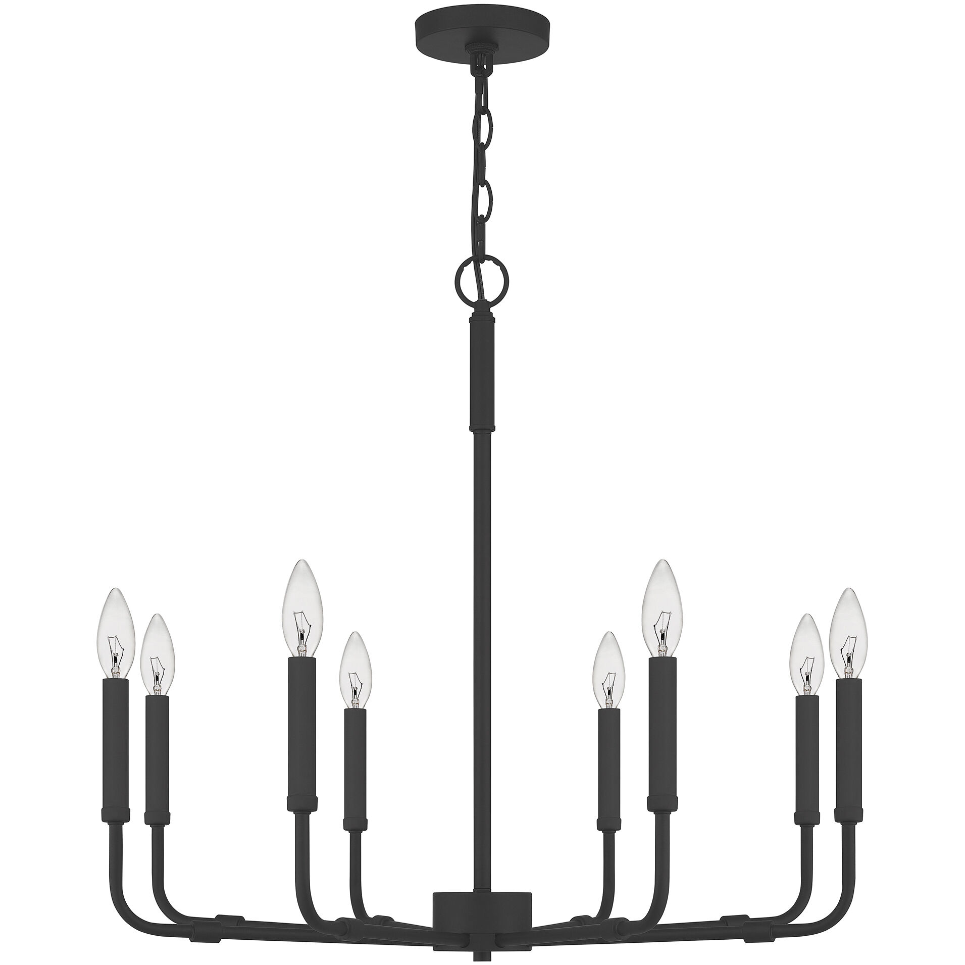 Abner 8 Light 28 inch Matte Black Chandelier Ceiling Light