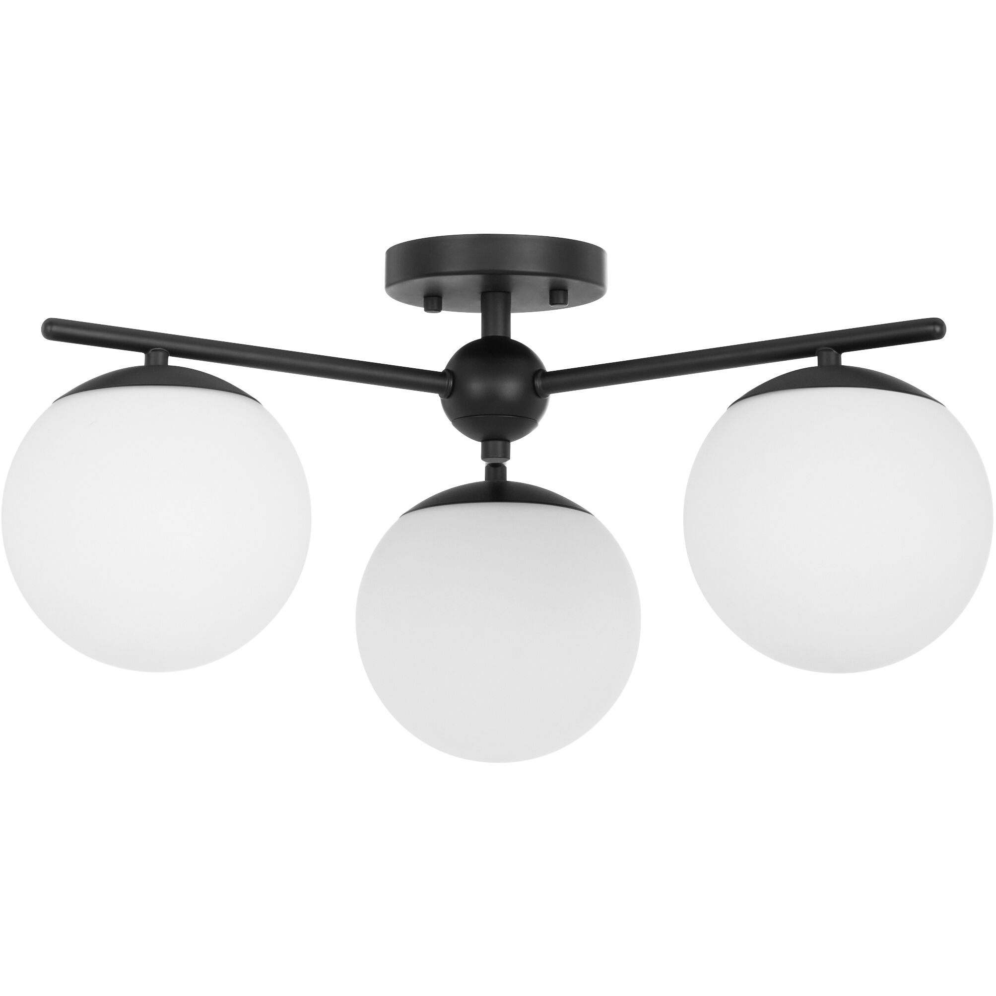 Jasper 3 Light 22 inch Matte Black Semi-Flush Mount Ceiling Light