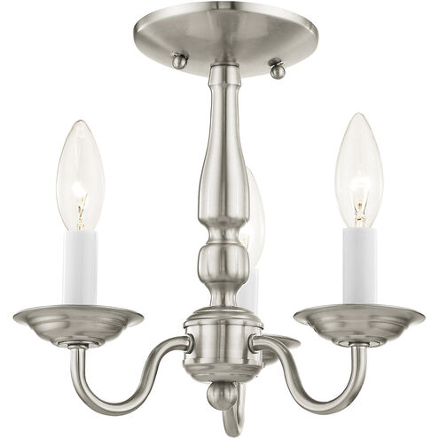 Williamsburgh 3 Light 11 inch Brushed Nickel Convertible Mini Chandelier/Ceiling Mount Ceiling Light
