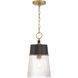 Stamford 1 Light 9 inch Legacy Brass and Dark Matte Black Pendant Ceiling Light