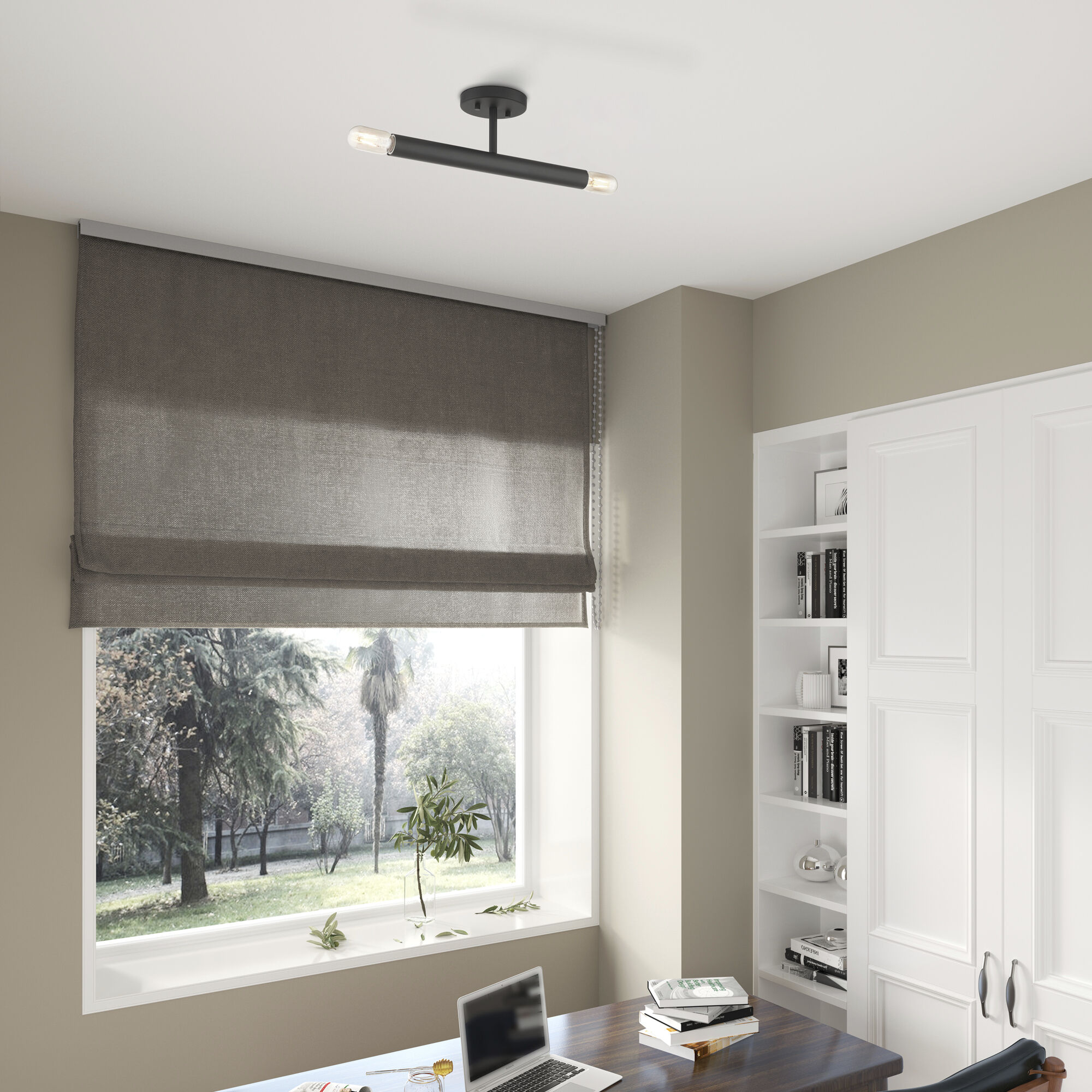 Copenhagen 2 Light 5.13 inch Black Semi-Flush Ceiling Light