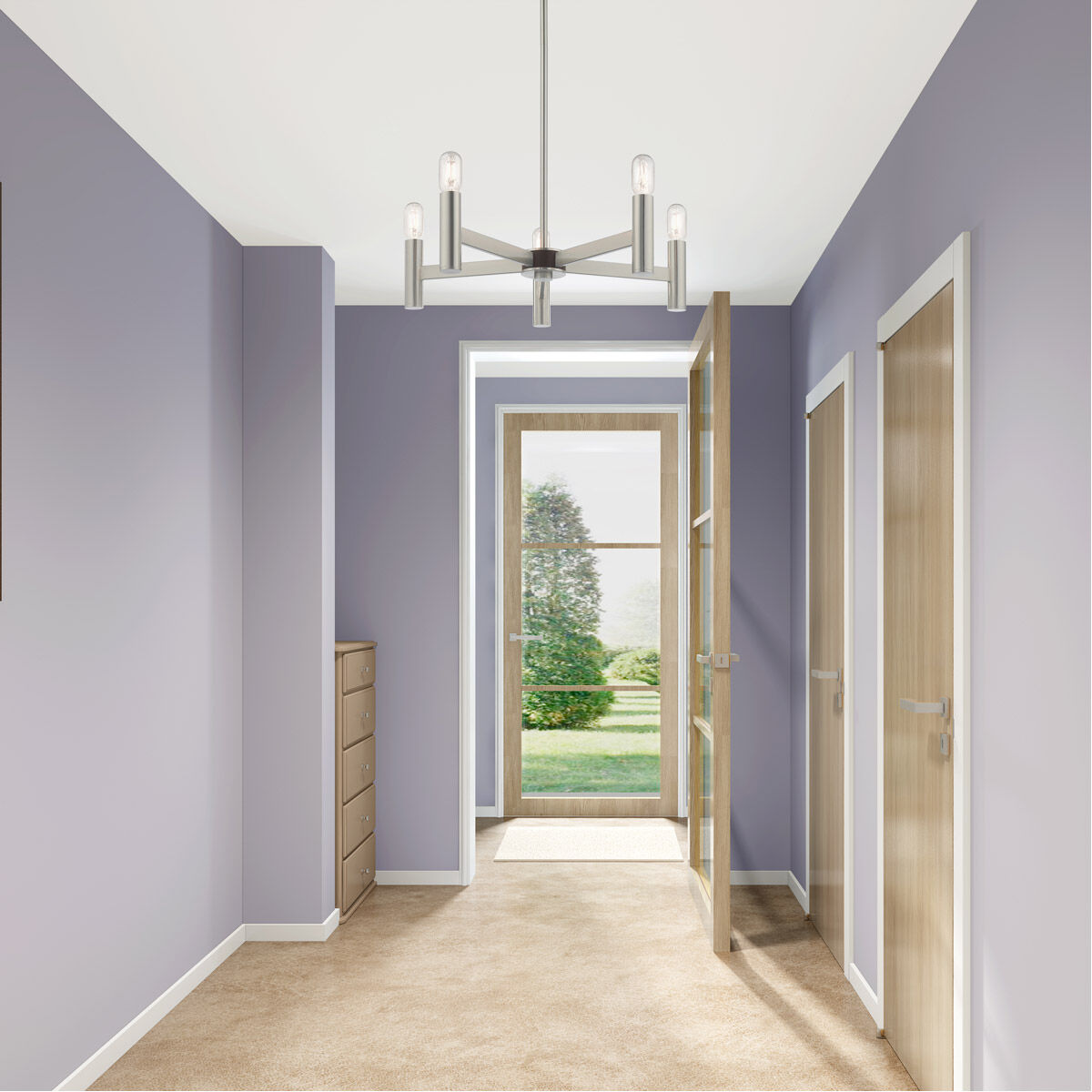 Copenhagen 5 Light 25 inch Brushed Nickel Chandelier Ceiling Light