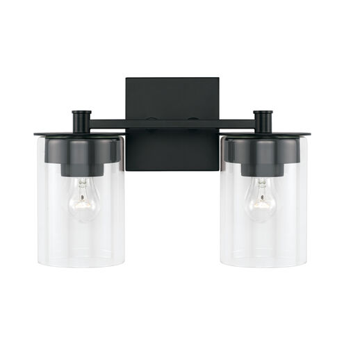 Mason 2 Light 14 inch Matte Black Vanity Light Wall Light