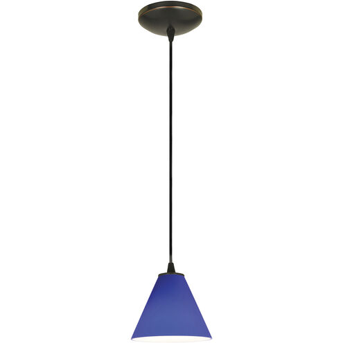 Martini 1 Light 7.25 inch Oil Rubbed Bronze Pendant Ceiling Light in Cobalt
