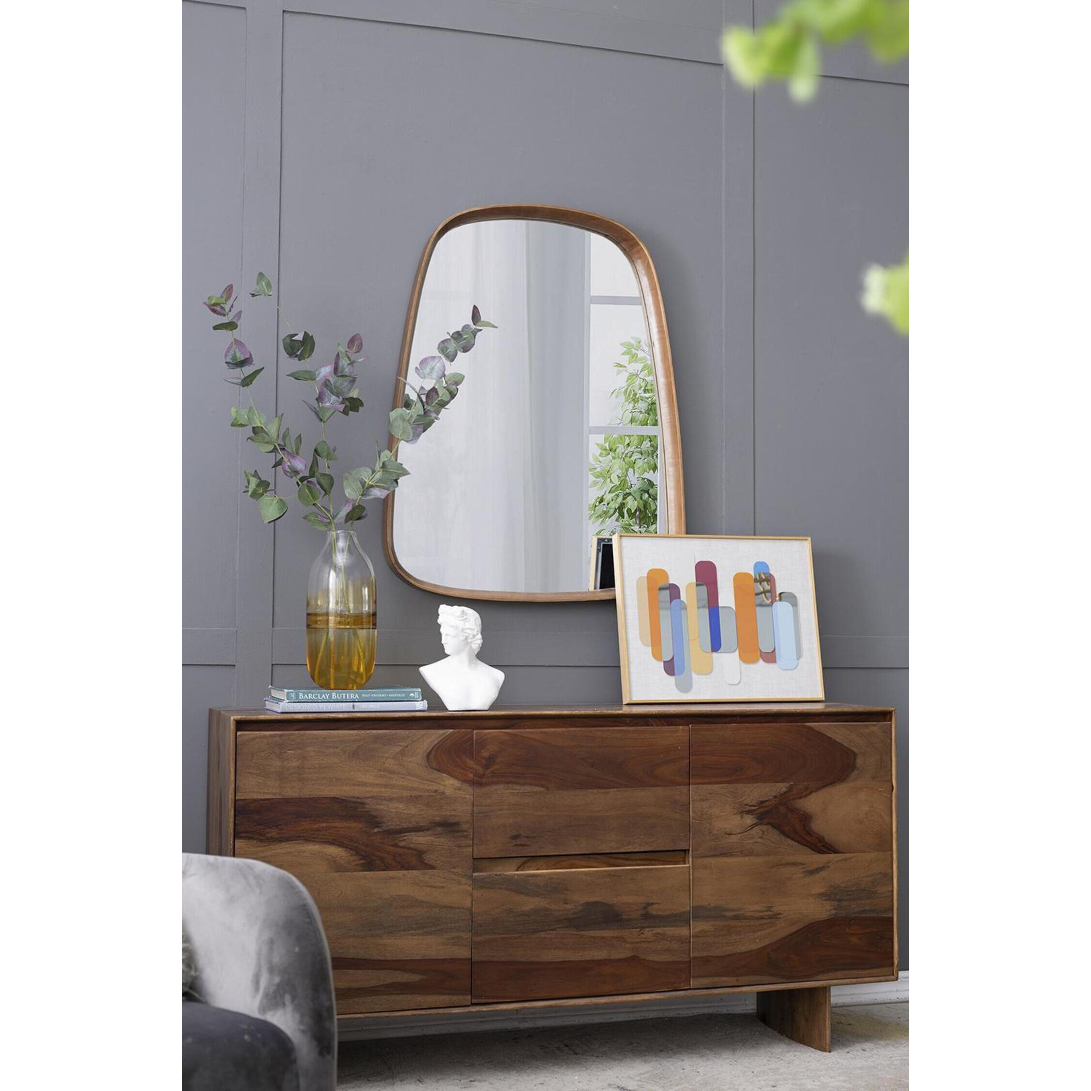 Wayne 37.4 X 27 inch Brown Wall Mirror