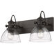 Hines 2 Light 18 inch Rubbed Bronze Semi-flush Ceiling Light in Seeded Glass, Damp