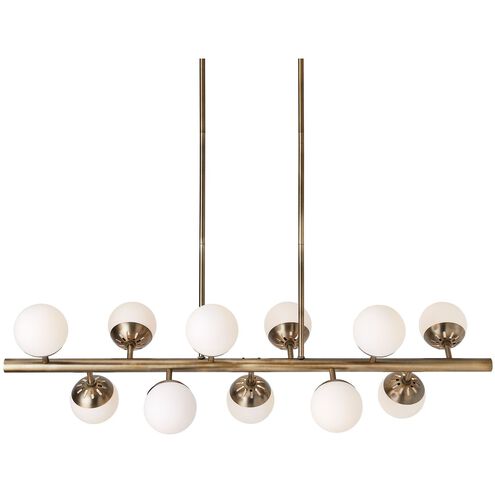 Droplet 11 Light 52 inch Antique Brass Linear Chandelier Ceiling Light