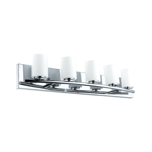 Abete 5 Light 29.13 inch Chrome Vanity Light Wall Light, White Glass