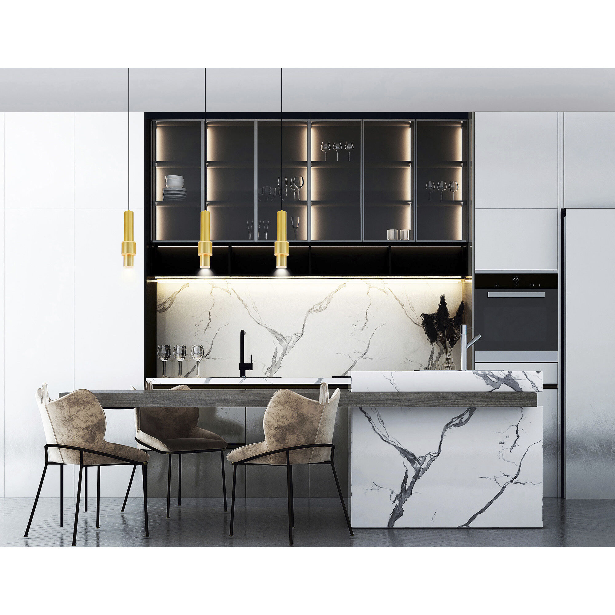 Lena LED 3 inch Satin Gold Mini Pendant Ceiling Light