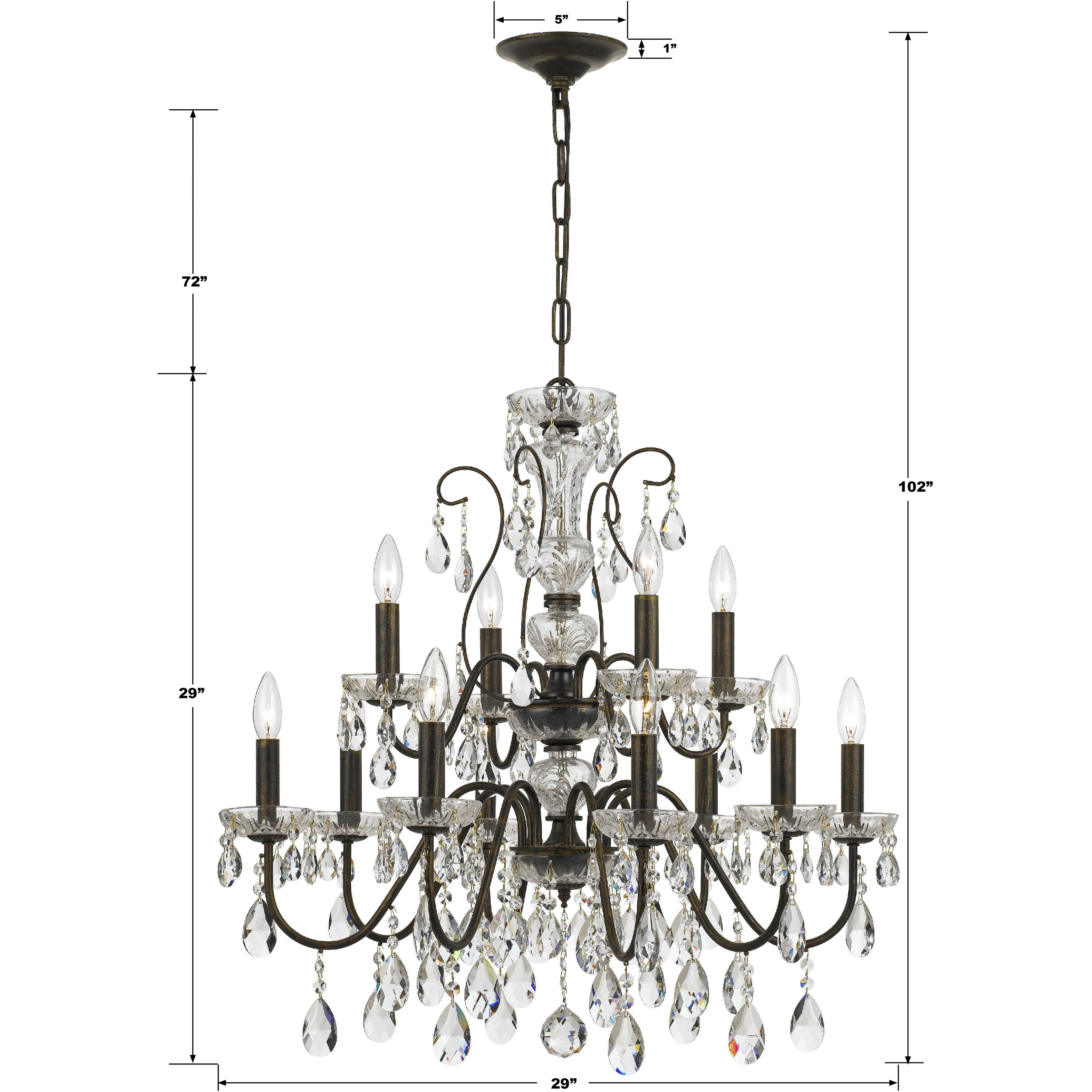 Butler 12 Light 29 inch English Bronze Chandelier Ceiling Light in Clear Hand Cut
