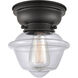 Aditi Small Oxford 1 Light 8 inch Matte Black Flush Mount Ceiling Light in Clear Glass, Aditi