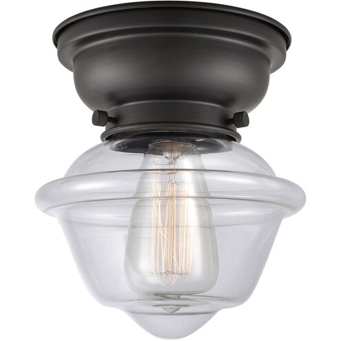 Aditi Small Oxford 1 Light 8 inch Matte Black Flush Mount Ceiling Light in Clear Glass, Aditi