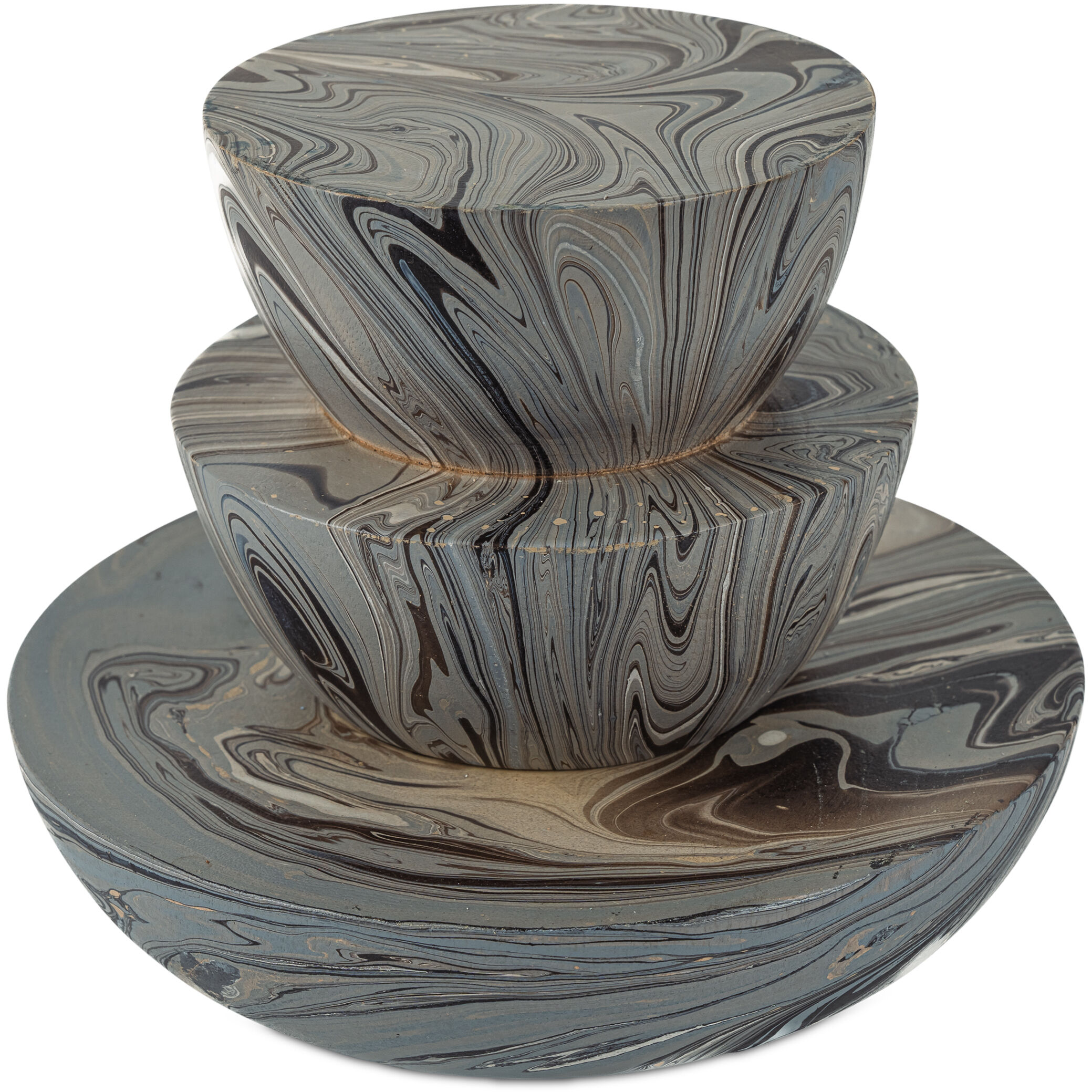 Marbleized Marbleized Gray Stacking Box, Set of 3
