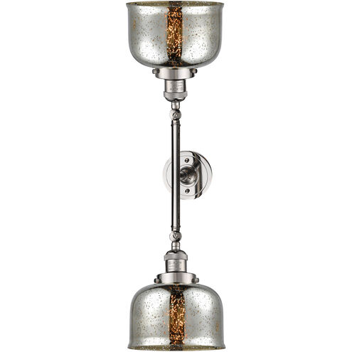 Franklin Restoration Large Bell LED 18 inch Polished Nickel Bath Vanity Light Wall Light in Silver Plated Mercury Glass, Franklin Restoration