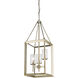 Smyth Pendant Ceiling Light in White Gold, Clear Glass, Caged