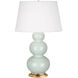 Triple Gourd 32.75 inch 150.00 watt Celadon Table Lamp Portable Light in Antique Natural Brass