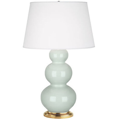Triple Gourd 32.75 inch 150.00 watt Celadon Table Lamp Portable Light in Antique Natural Brass