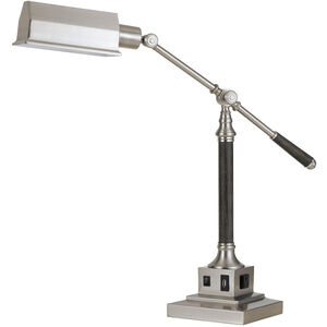 Angelton 36 inch 60 watt Brushed Steel and Wood Desk Lamp Portable Light