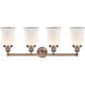 Canton 4 Light 33 inch Antique Copper and Matte White Bath Vanity Light Wall Light