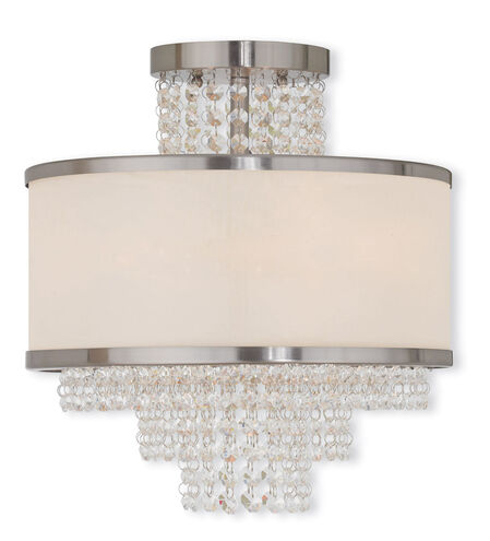 Prescott 3 Light 14 inch Brushed Nickel Semi-Flush Mount Ceiling Light