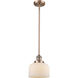 Franklin Restoration Bell LED 8 inch Antique Copper Mini Pendant Ceiling Light in Matte White, Franklin Restoration
