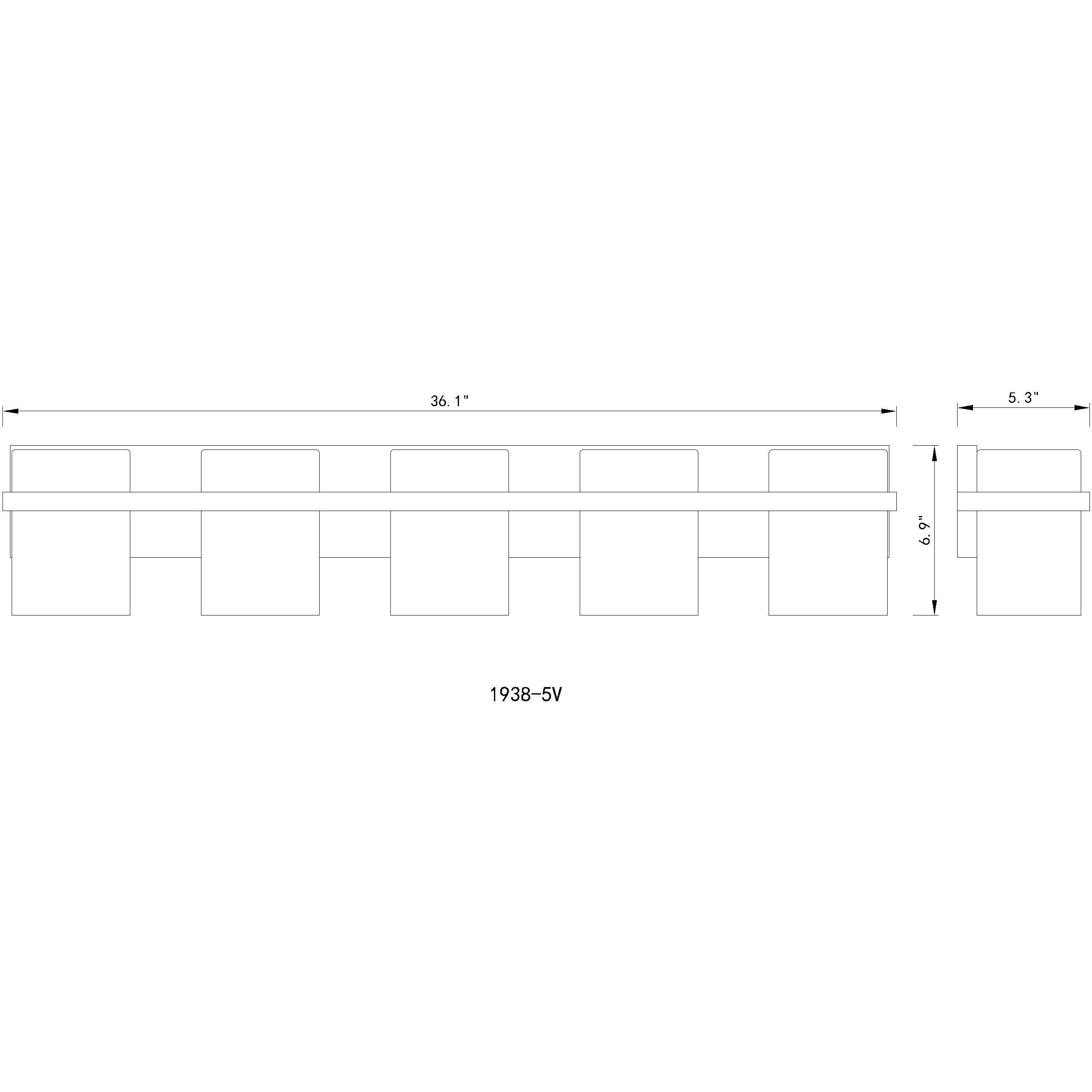 Bennington 5 Light 36.25 inch Modern Gold Vanity Wall Light