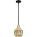 Preston 1 Light 7 inch Black Antique Brass Mini Pendant Ceiling Light in Mercury Glass